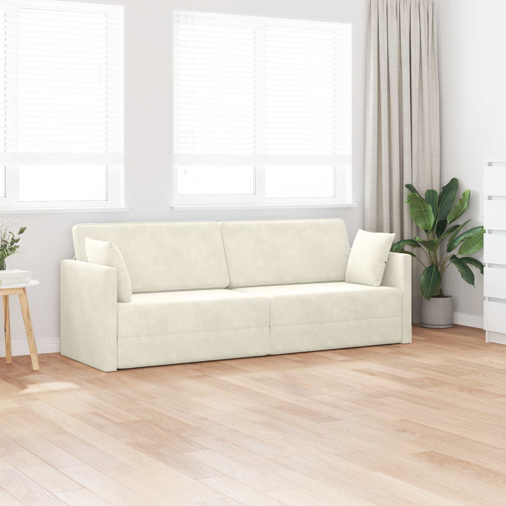 vidaXL Sofa podłogowa z funkcją spania Kremowy 213 x 70 x 77 cm
