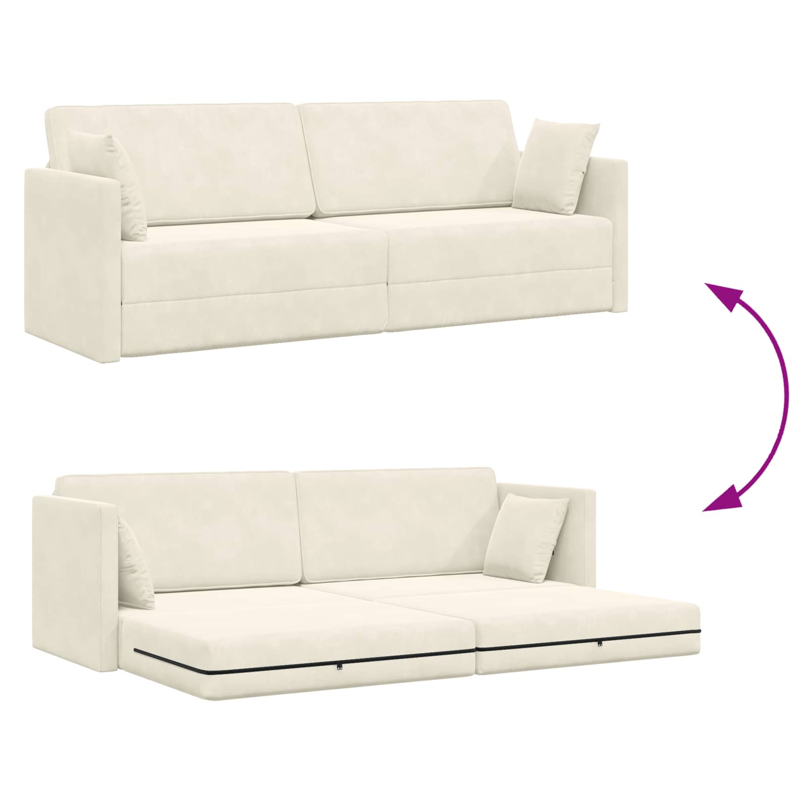 vidaXL Sofa podłogowa z funkcją spania Kremowy 213 x 70 x 77 cm