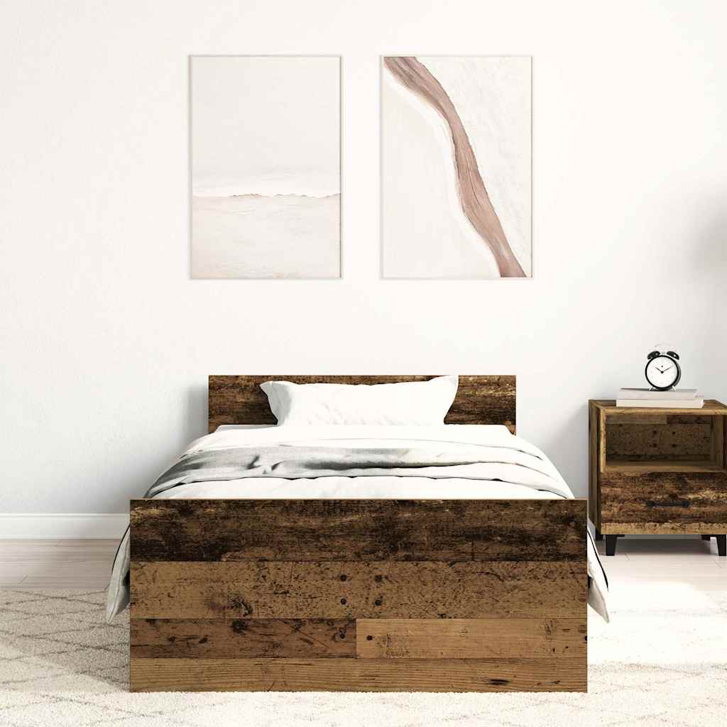 vidaXL Rama łóżka bez materaca Stare drewno 90x200cm Drewno klejone