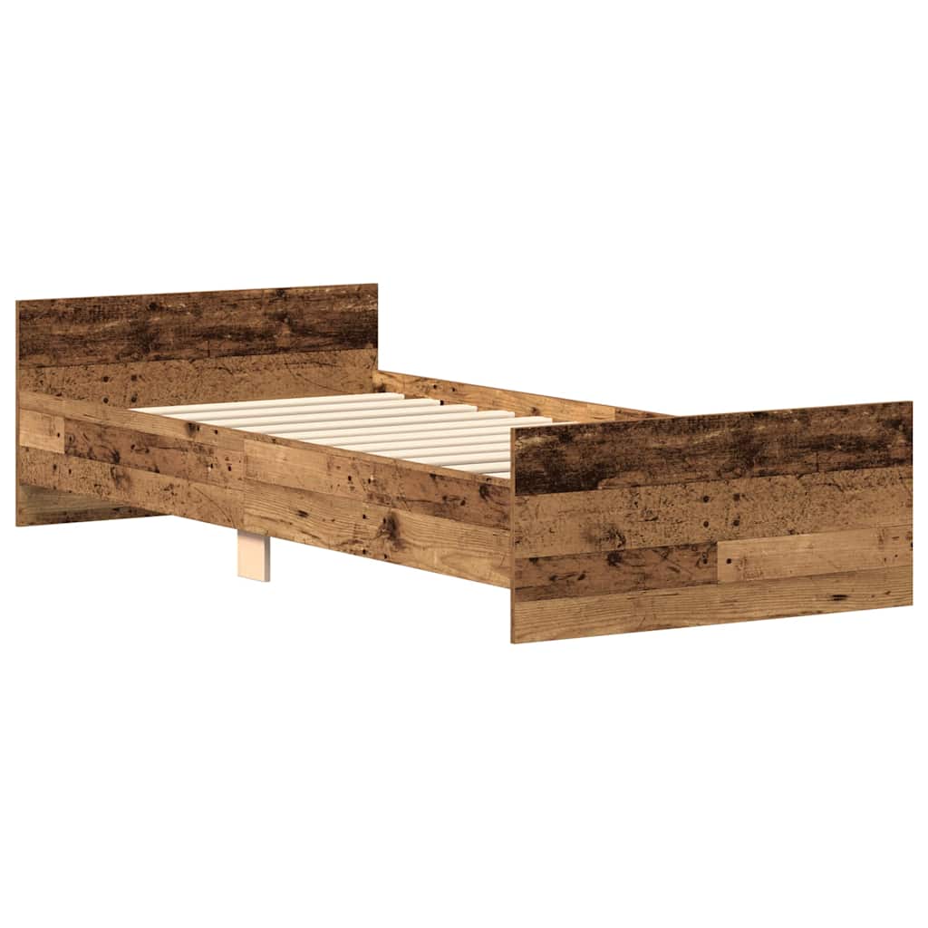 vidaXL Rama łóżka bez materaca Stare drewno 90x200cm Drewno klejone