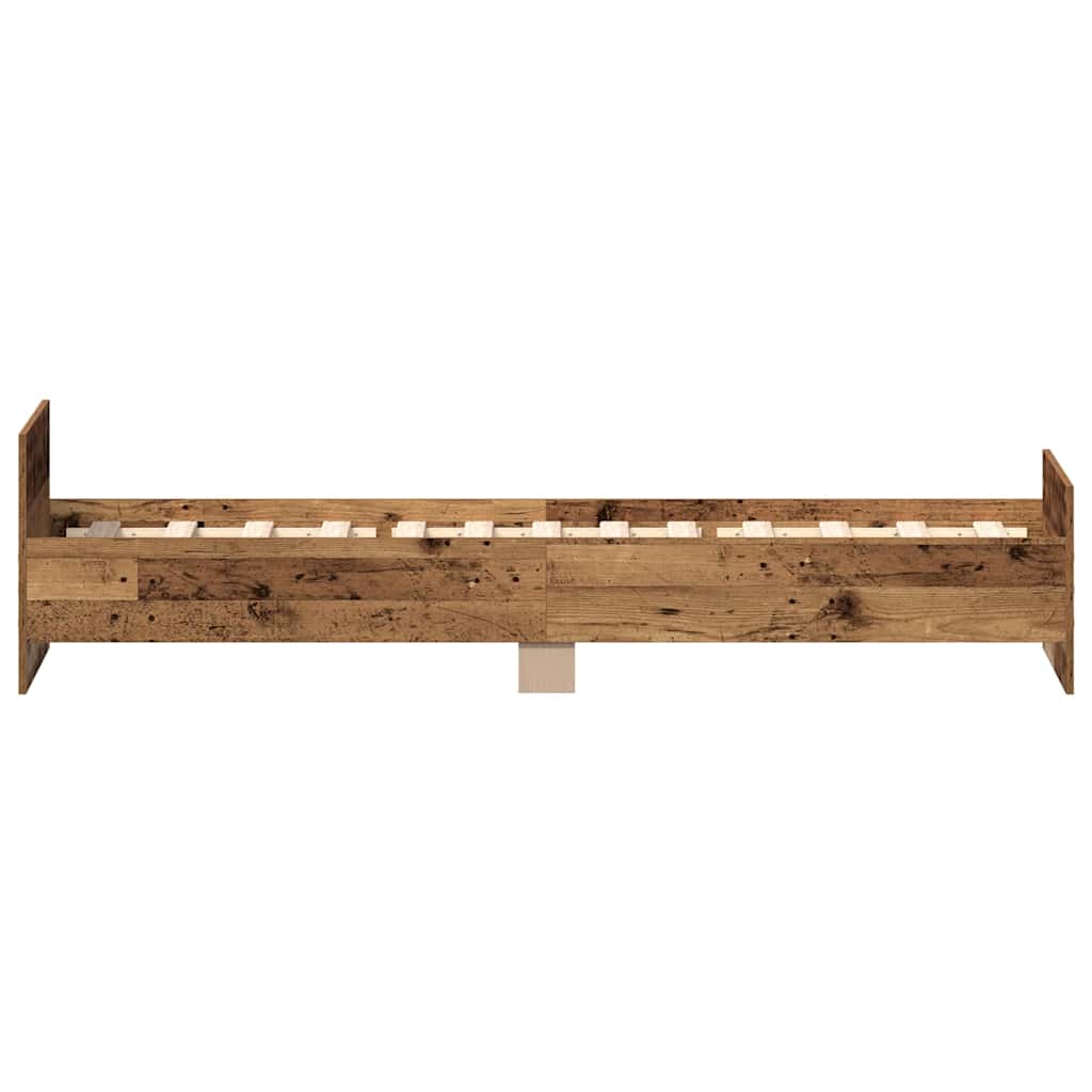 vidaXL Rama łóżka bez materaca Stare drewno 90x200cm Drewno klejone