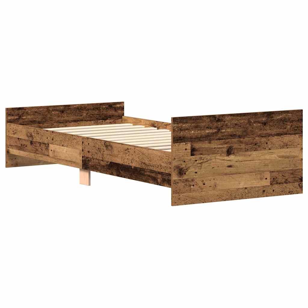 vidaXL Rama łóżka bez materaca Stare drewno 90x200cm Drewno klejone