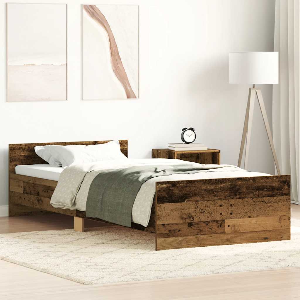 vidaXL Rama łóżka bez materaca Stare drewno 90x200cm Drewno klejone