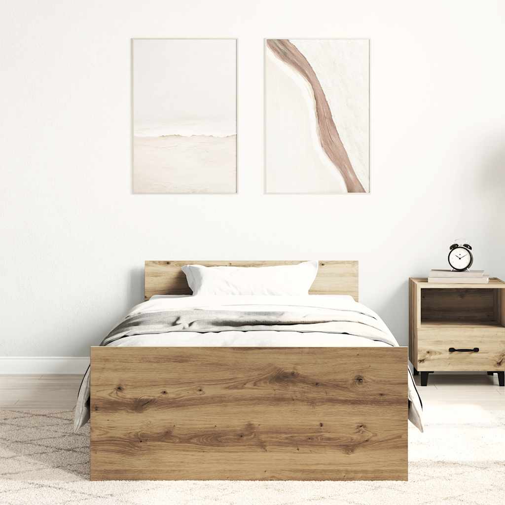 vidaXL Rama łóżka bez materaca Artisan Oak 90x200cm Drewno klejone
