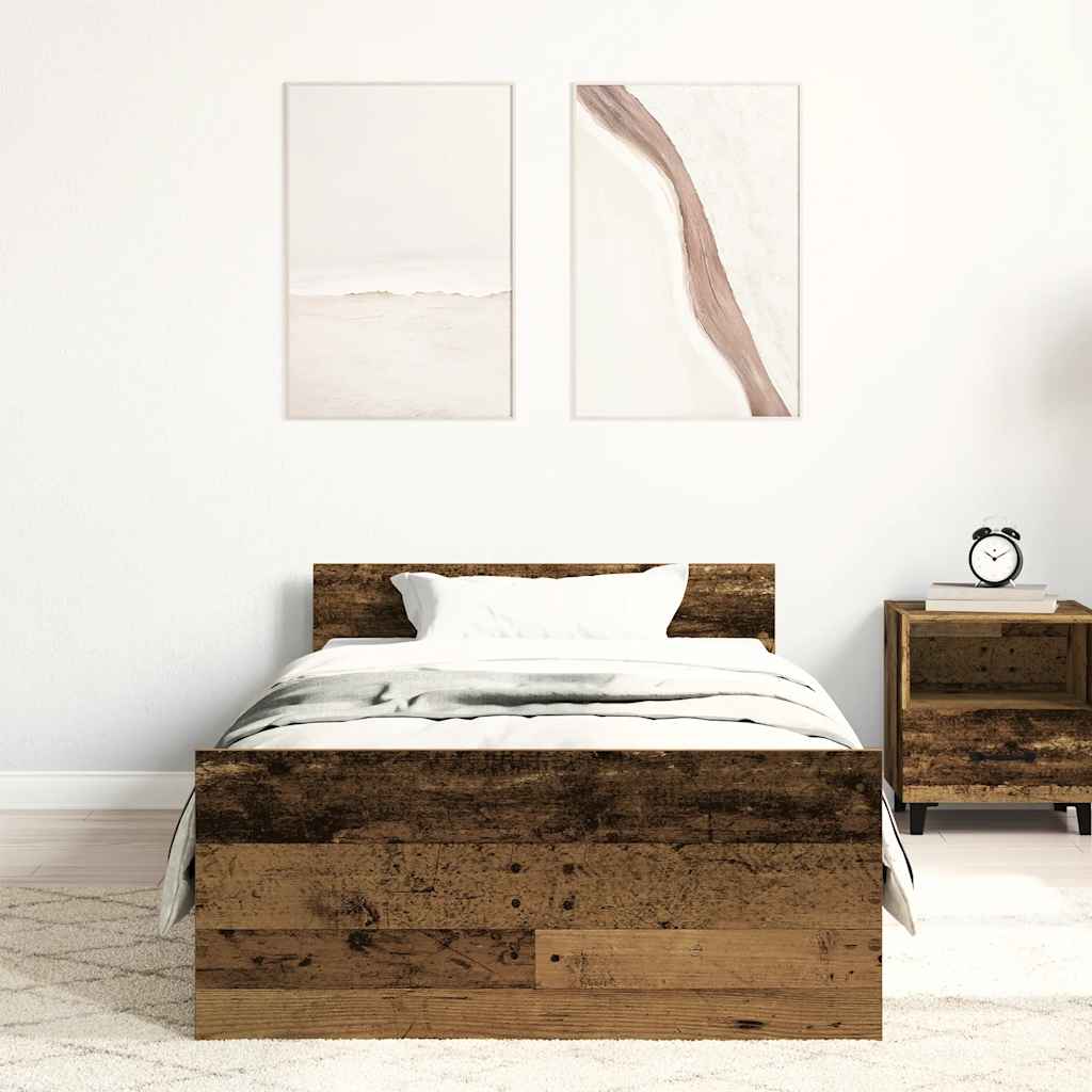 vidaXL Rama łóżka bez materaca Stare drewno 100x200cm Drewno klejone