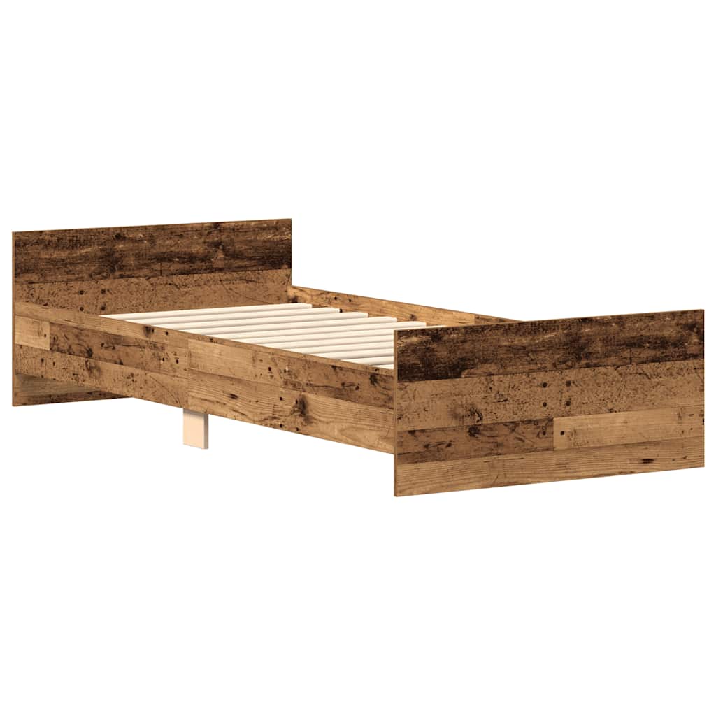 vidaXL Rama łóżka bez materaca Stare drewno 100x200cm Drewno klejone