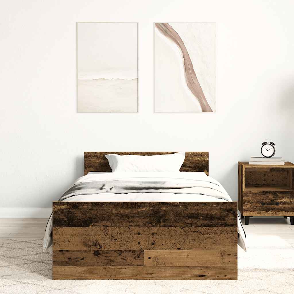 vidaXL Rama łóżka bez materaca Stare drewno 90x190cm Drewno klejone