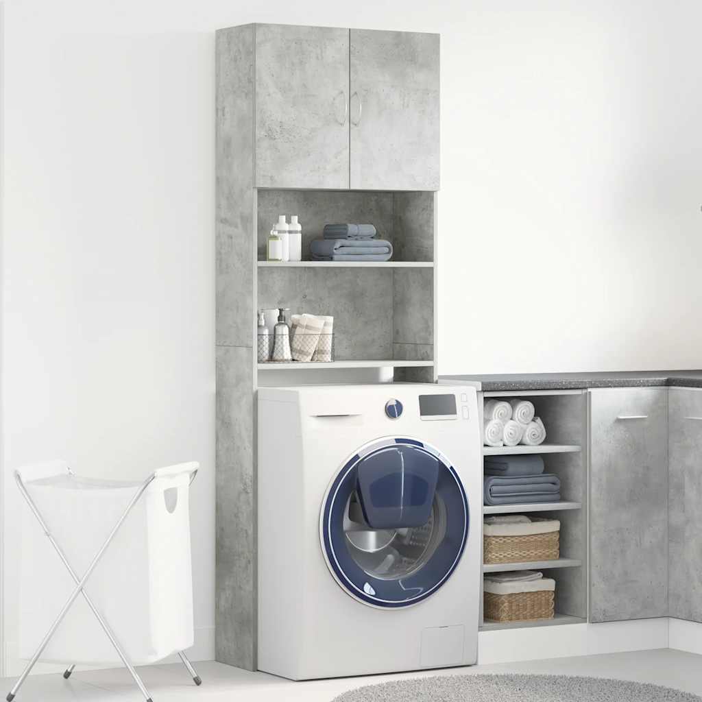 vidaXL Szafka pod pralkę Betonowa szara 64x24x190 cm Drewno klejone