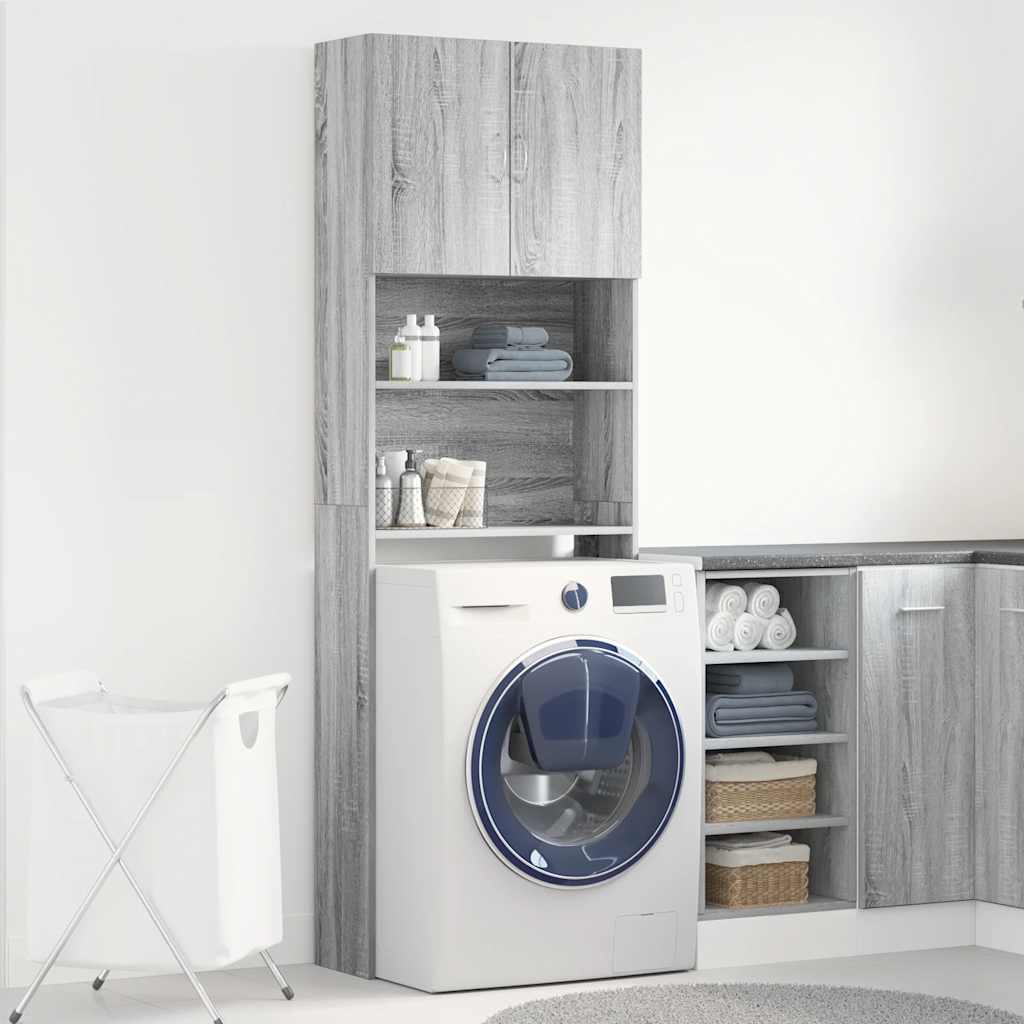 vidaXL Szafka pod pralkę Sonoma Szara 64x24x190 cm Drewno klejone
