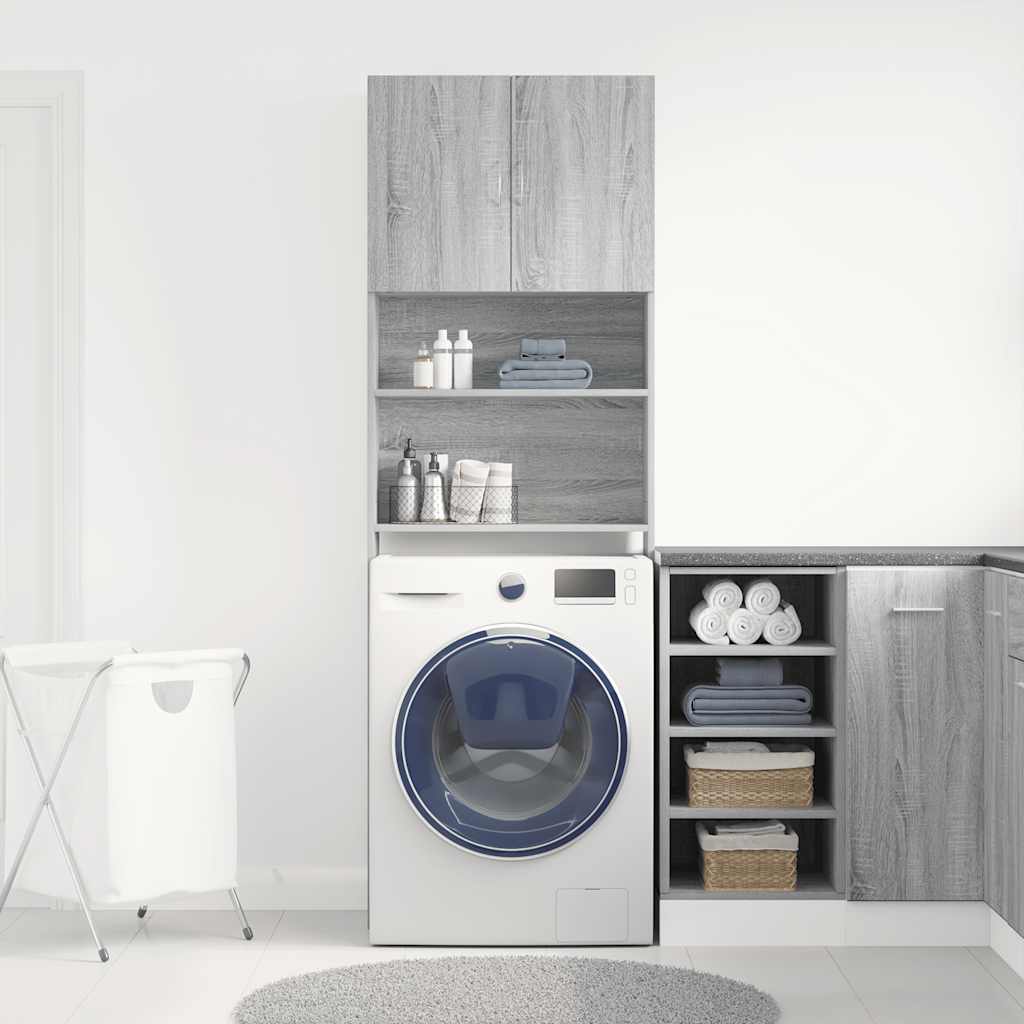 vidaXL Szafka pod pralkę Sonoma Szara 64x24x190 cm Drewno klejone