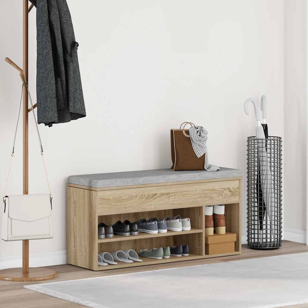 vidaXL Ławka na buty dąb sonoma 102x30,5x45 cm materiał drewnopochodny