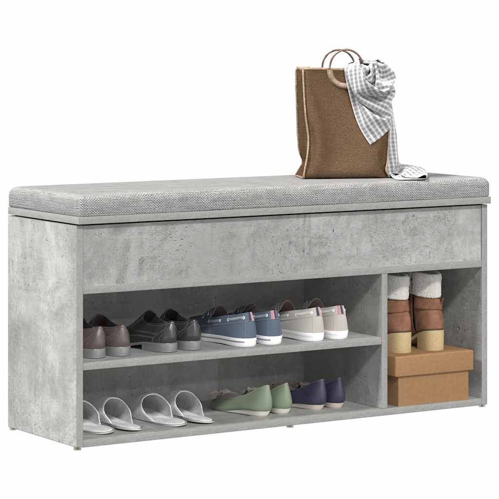vidaXL Ławka z miejscem na buty, szarość betonu, 102x30,5x45 cm