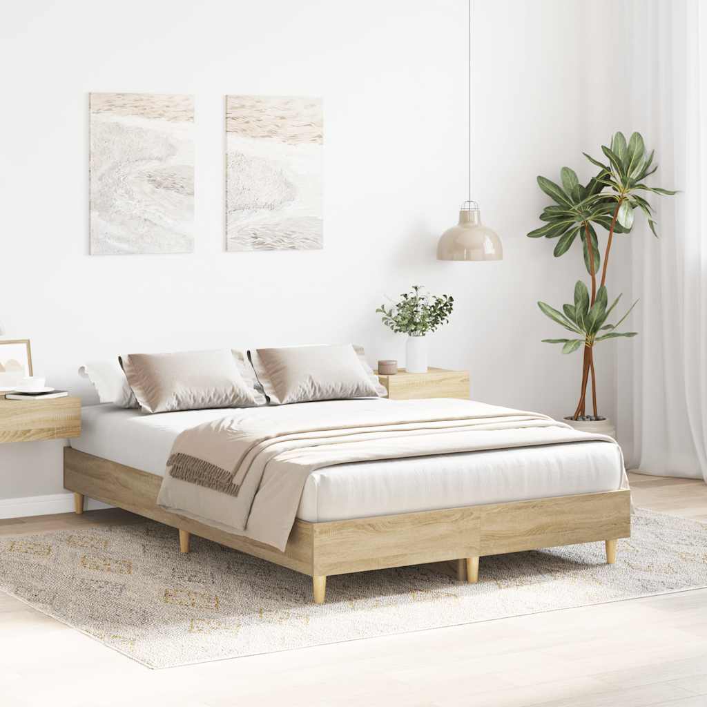 vidaXL Rama łóżka bez materaca Dąb Sonoma 120x200 cm Drewno klejone