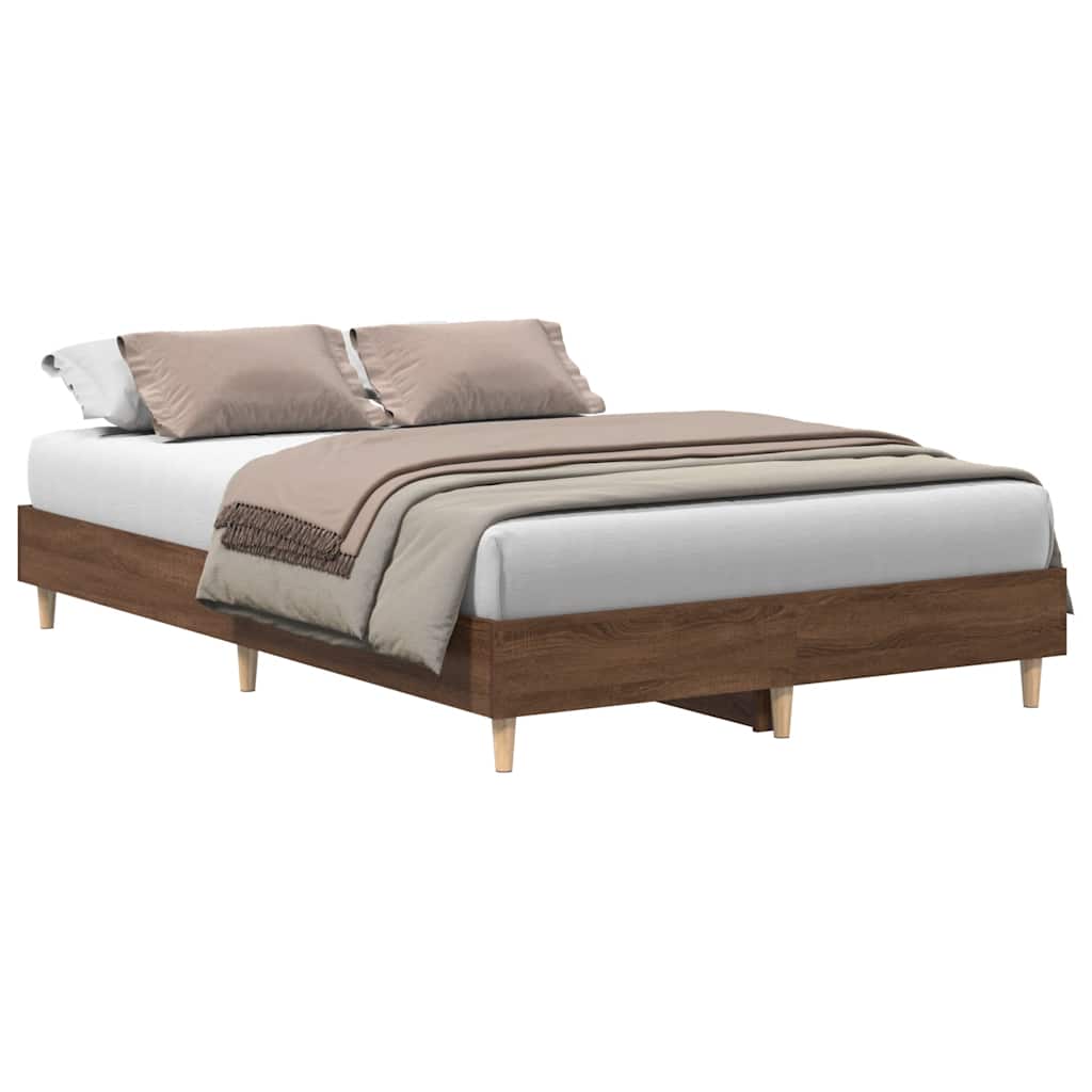 vidaXL Rama łóżka bez materaca Brązowy dąb 120x200 cm Drewno klejone