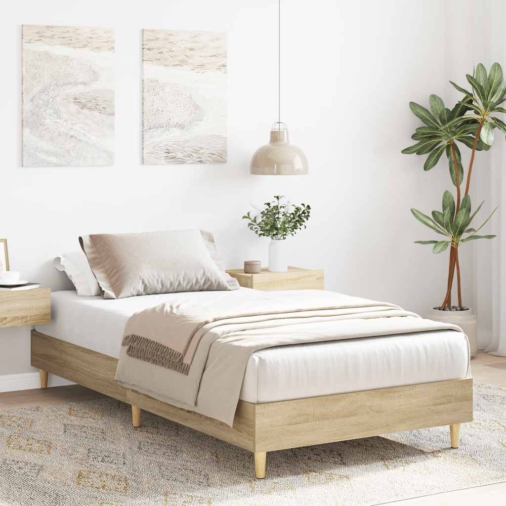 vidaXL Rama łóżka bez materaca Dąb Sonoma 100x200 cm Drewno klejone
