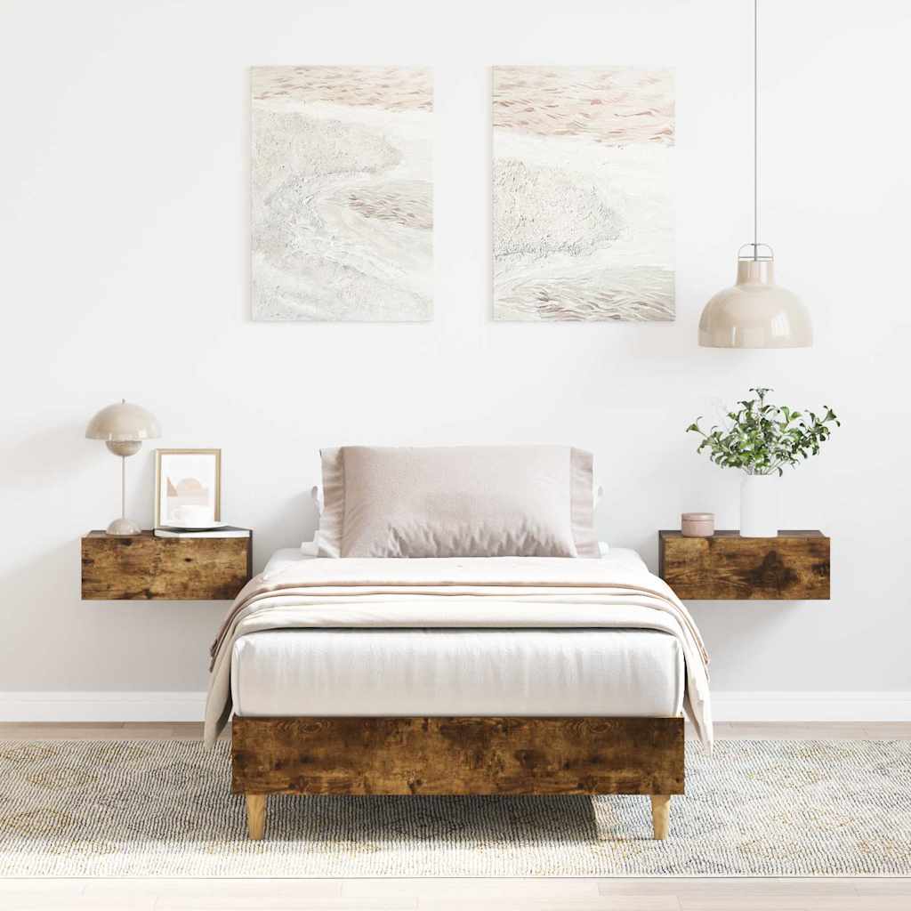 vidaXL Rama łóżka bez materaca dąb wędzony 100x200 cm drewno klejone