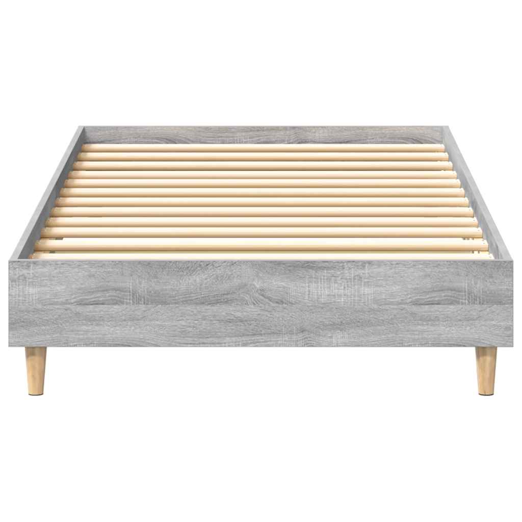 vidaXL Rama łóżka bez materaca Szary Sonoma 100x200 cm Drewno klejone