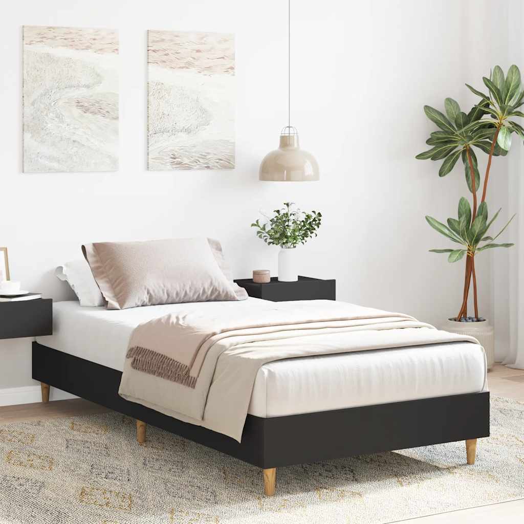 vidaXL Rama łóżka bez materaca czarna 90x200 cm drewno klejone