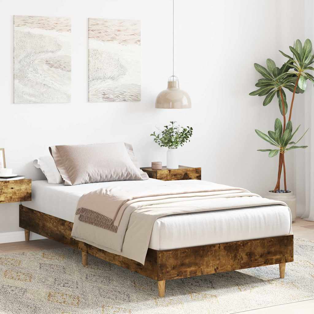 vidaXL Rama łóżka bez materaca dąb wędzony 90x200 cm drewno klejone