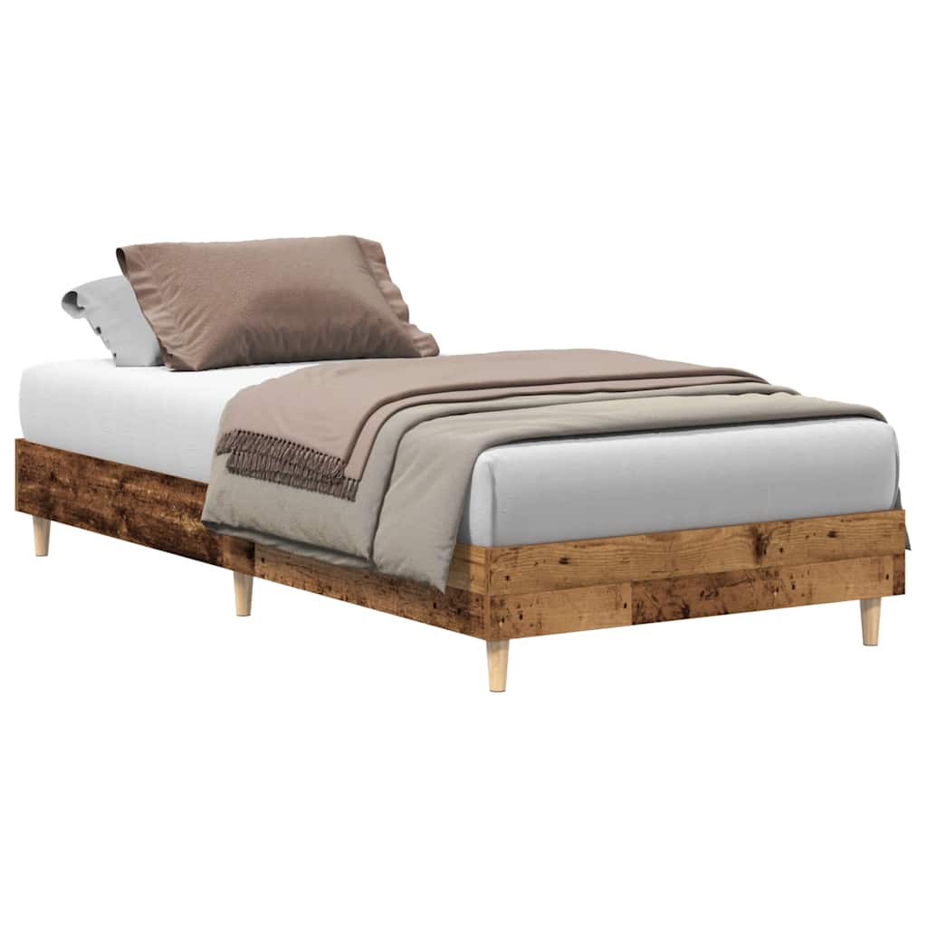 vidaXL Rama łóżka bez materaca Stare drewno 90x200 cm Drewno klejone