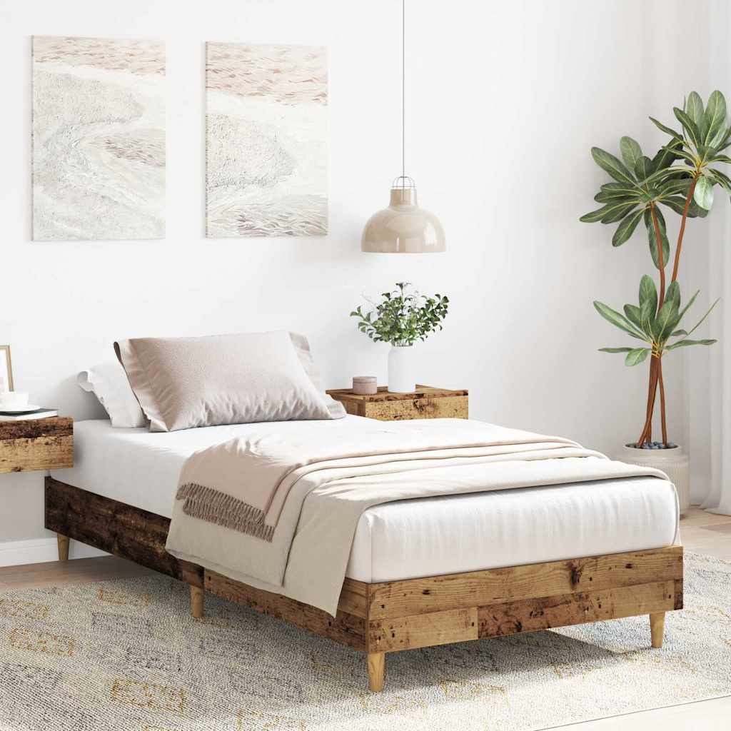 vidaXL Rama łóżka bez materaca Stare drewno 90x200 cm Drewno klejone