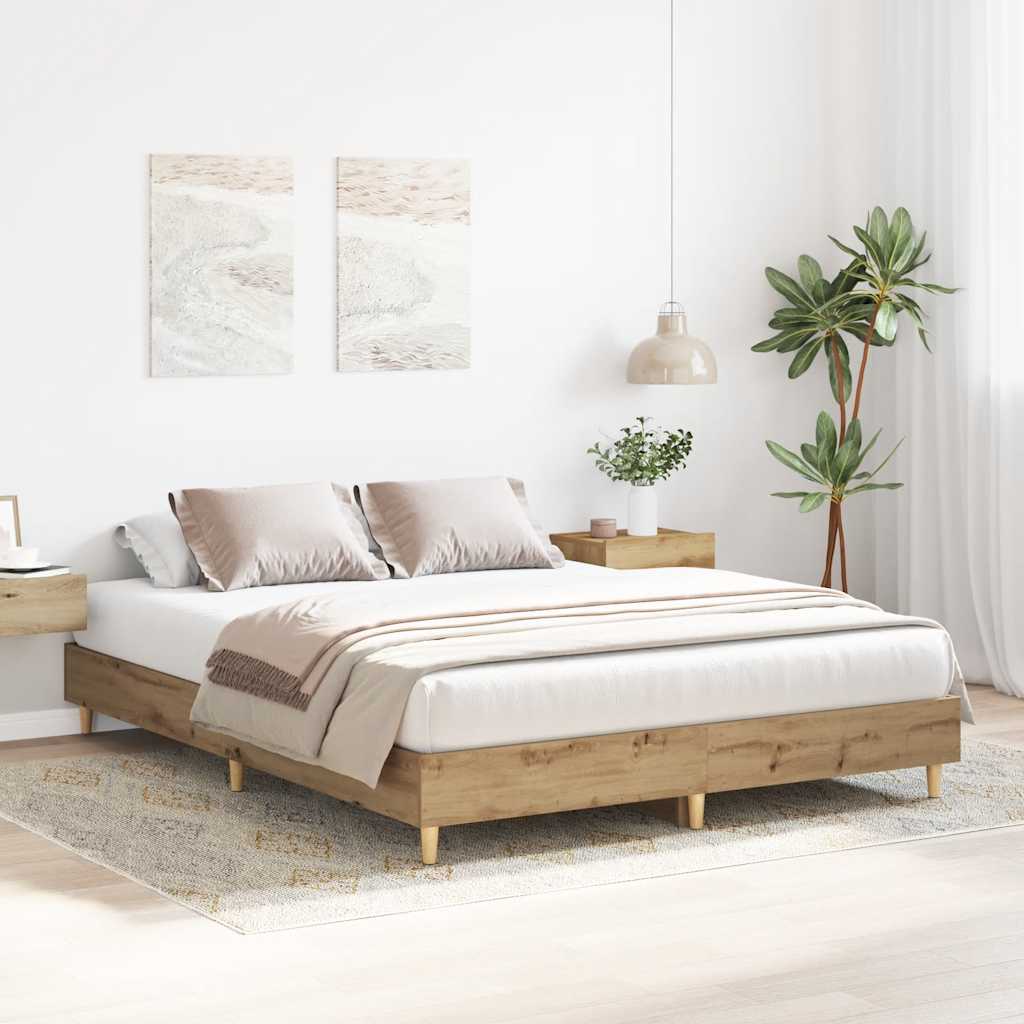 vidaXL Rama łóżka bez materaca Artisan Oak 90x200 cm Drewno klejone