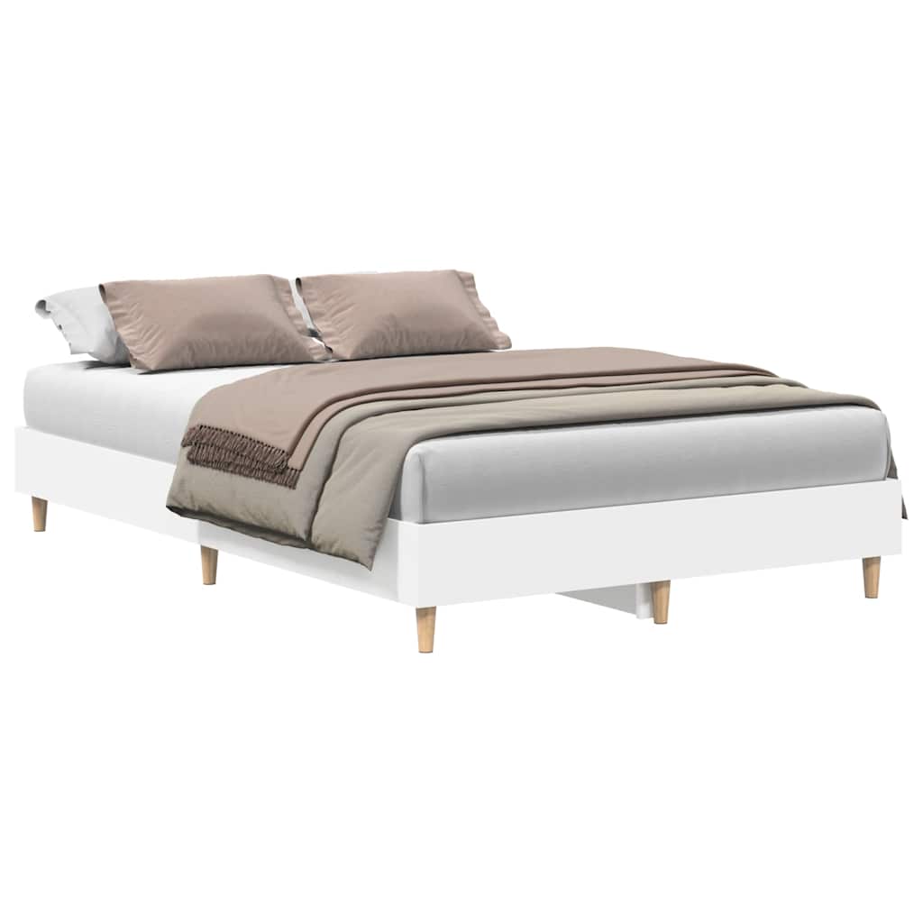 vidaXL Rama łóżka bez materaca biała 140x190 cm drewno klejone