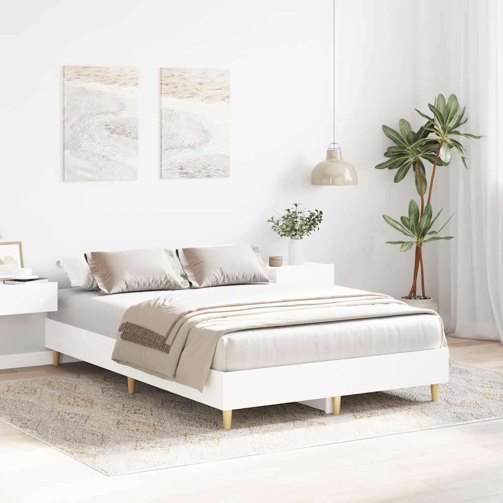 vidaXL Rama łóżka bez materaca biała 140x190 cm drewno klejone
