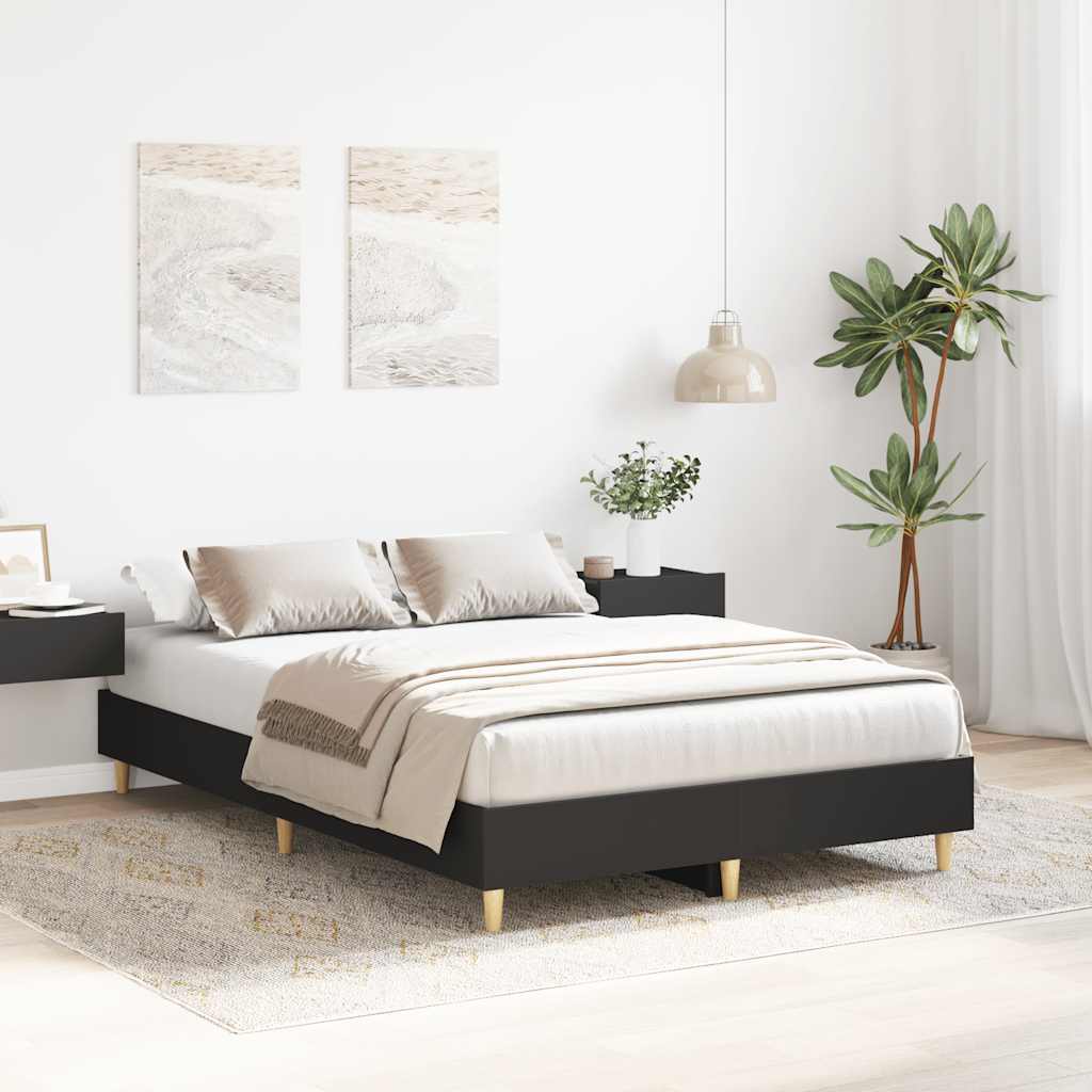 vidaXL Rama łóżka bez materaca czarna 140x190 cm drewno klejone