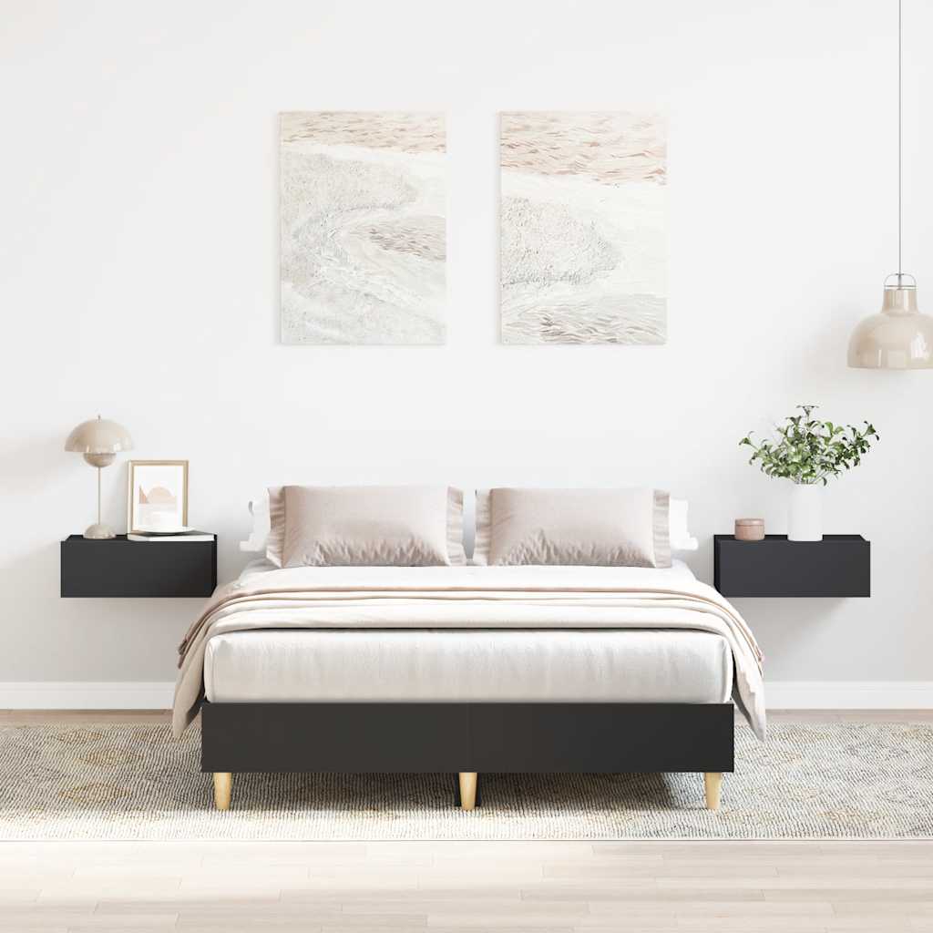 vidaXL Rama łóżka bez materaca czarna 140x190 cm drewno klejone