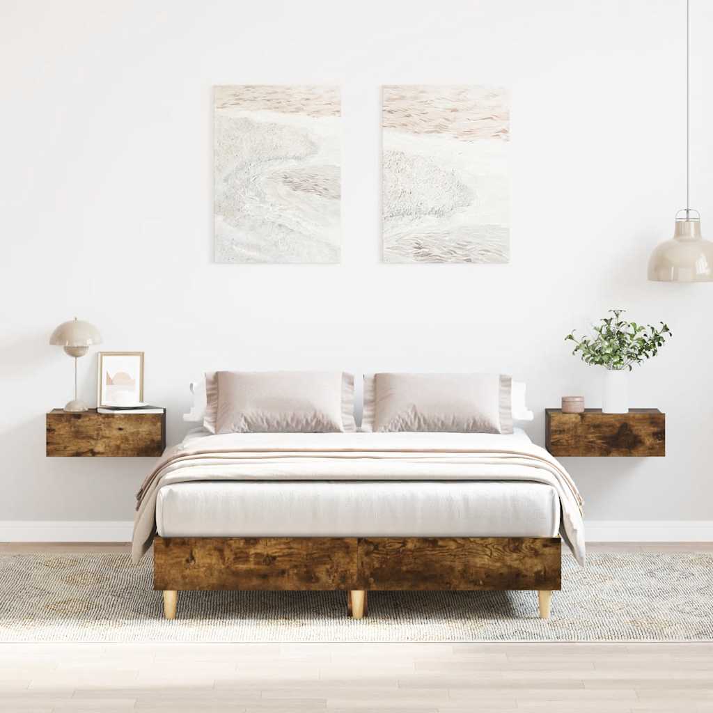 vidaXL Rama łóżka bez materaca dąb wędzony 140x190 cm drewno klejone