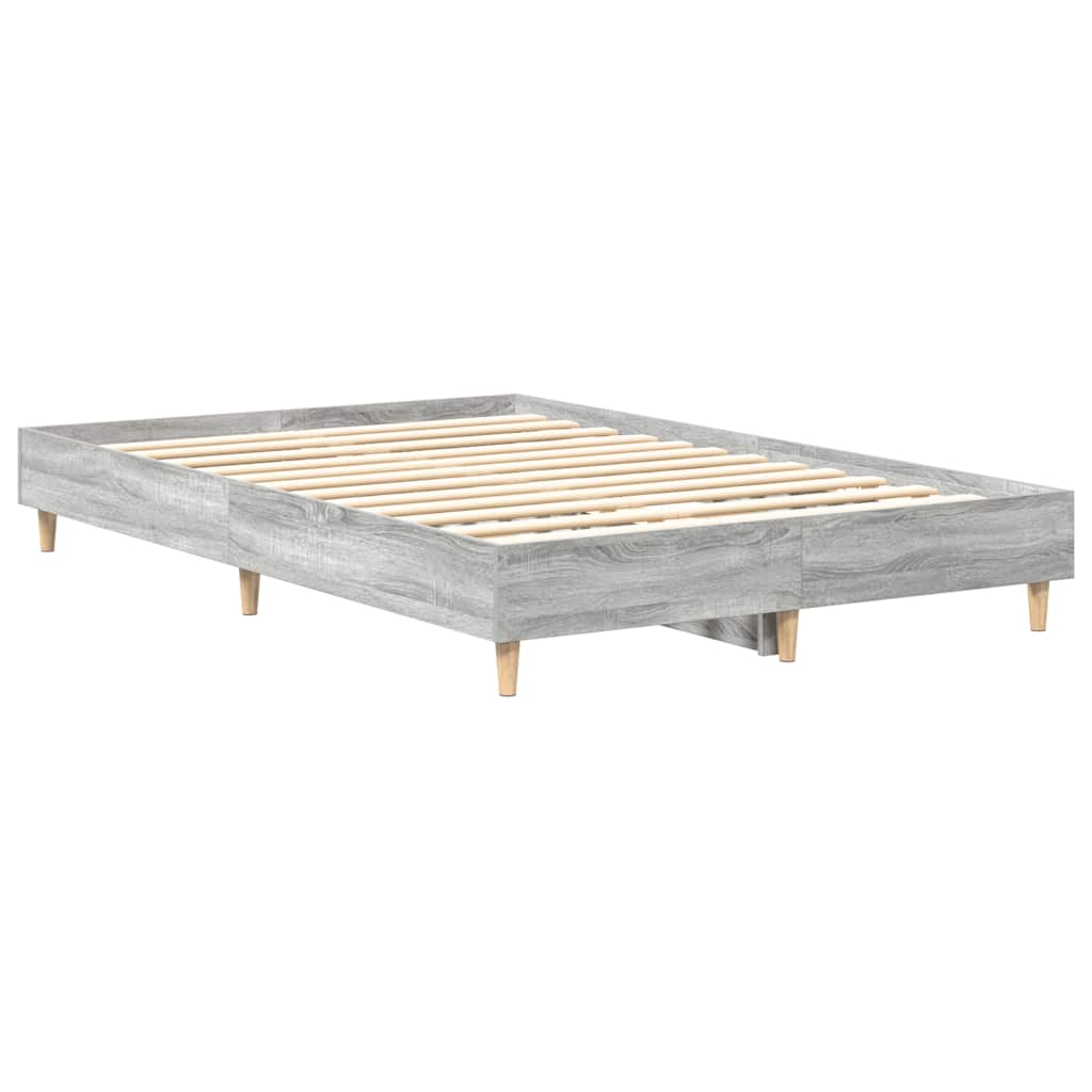 vidaXL Rama łóżka bez materaca Szary Sonoma 140x190 cm Drewno klejone