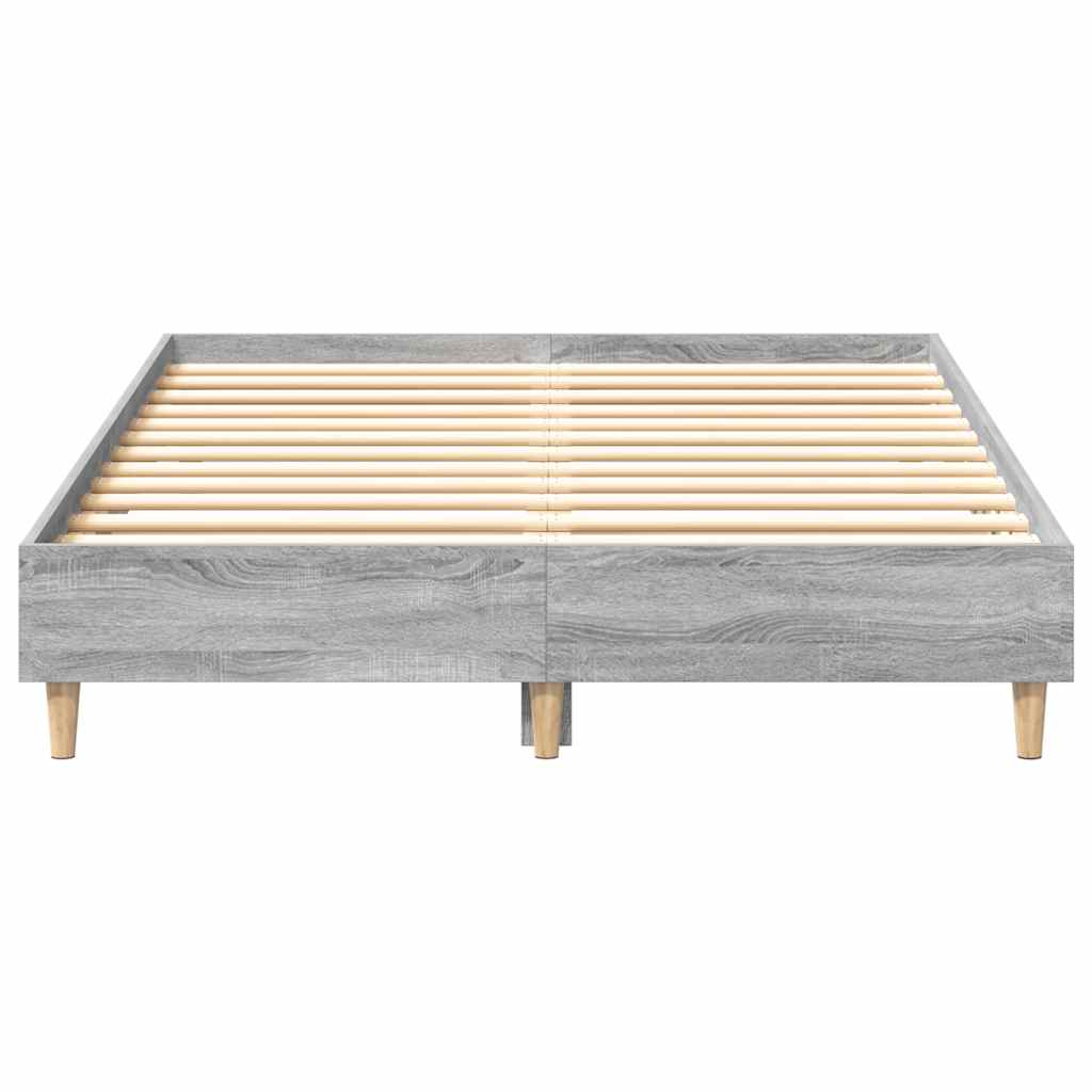 vidaXL Rama łóżka bez materaca Szary Sonoma 140x190 cm Drewno klejone