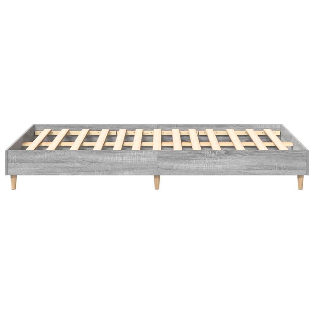 vidaXL Rama łóżka bez materaca Szary Sonoma 140x190 cm Drewno klejone