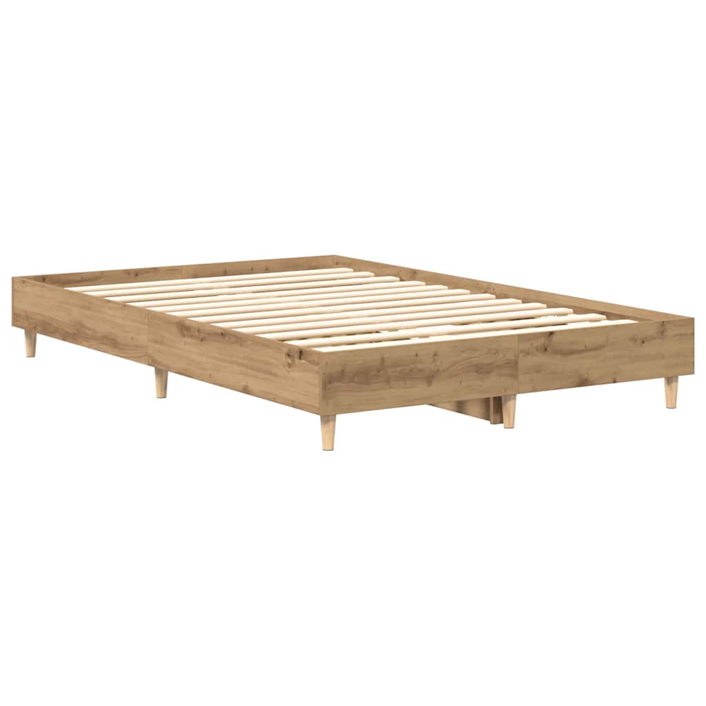 vidaXL Rama łóżka bez materaca Artisan Oak 140x190 cm Drewno klejone