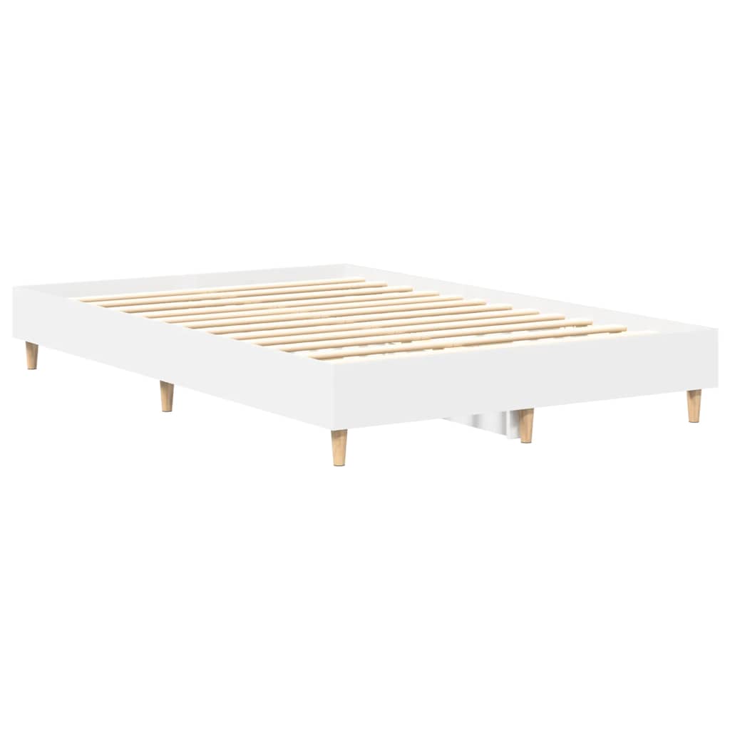 vidaXL Rama łóżka bez materaca Biała 135x190 cm Drewno klejone