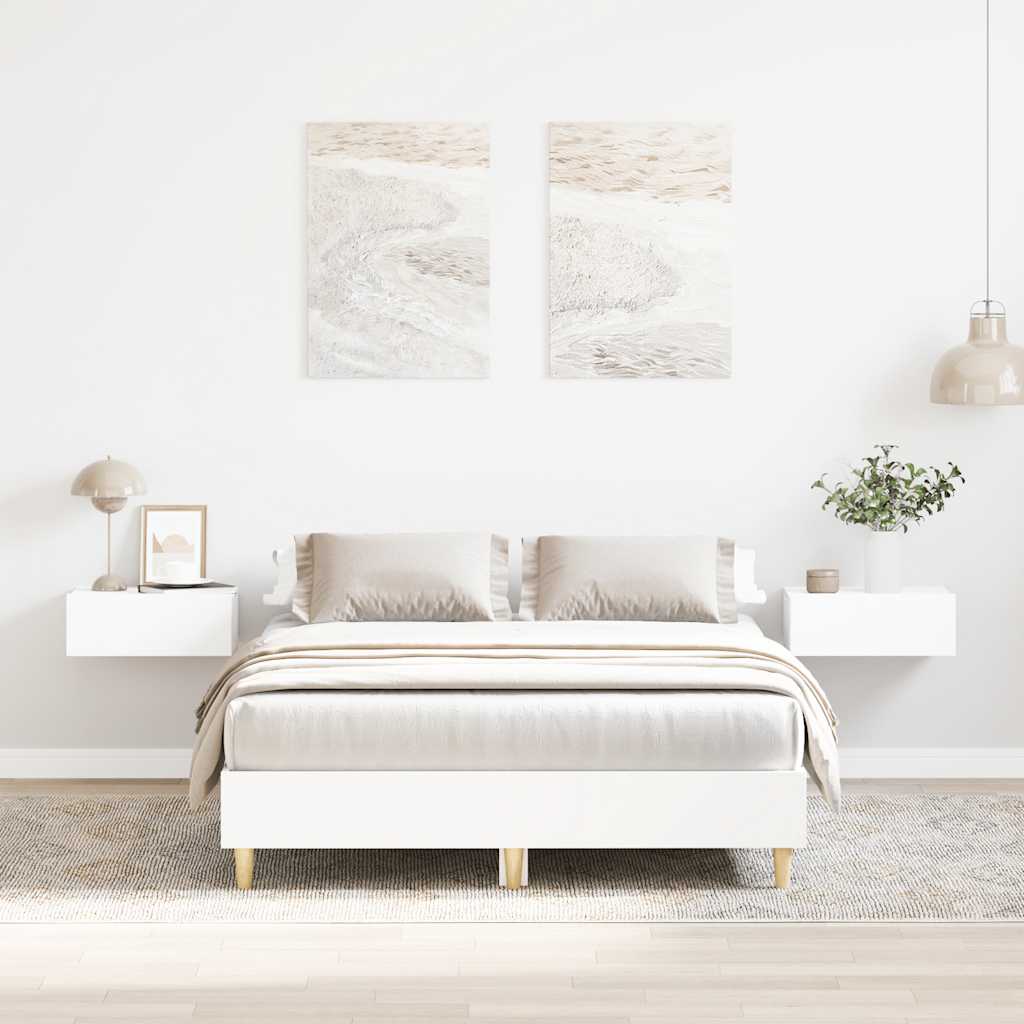 vidaXL Rama łóżka bez materaca Biała 135x190 cm Drewno klejone