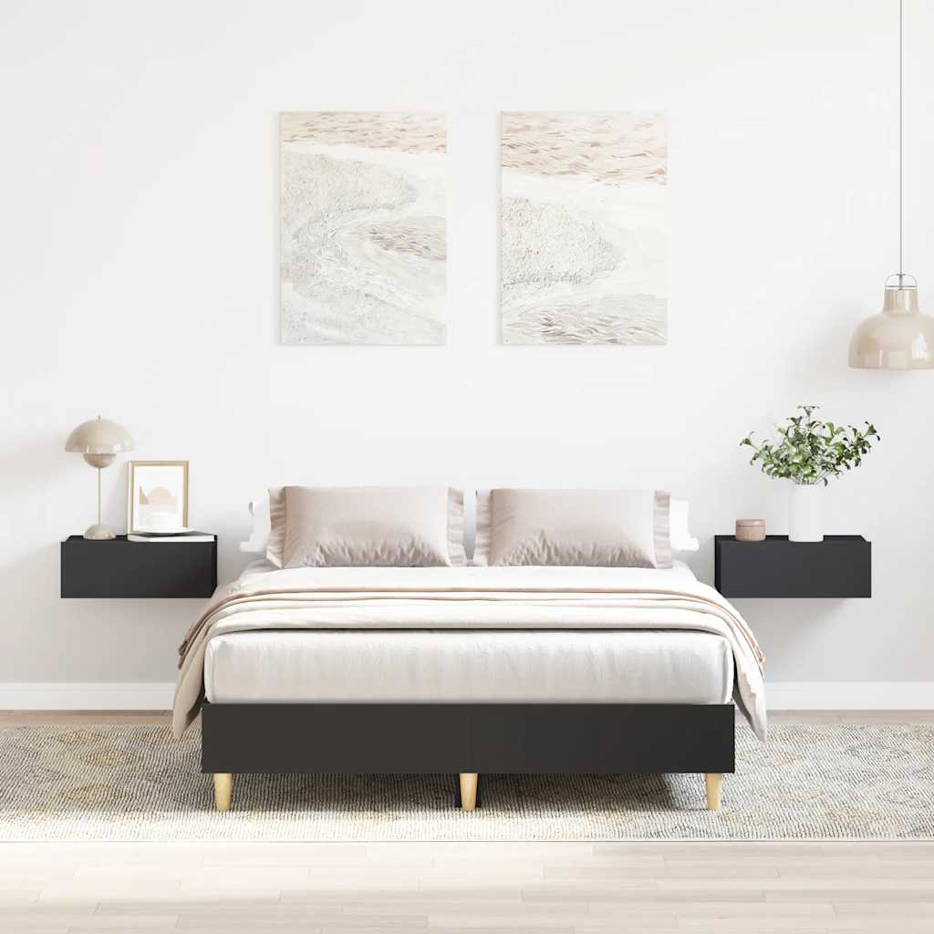vidaXL Rama łóżka bez materaca czarna 135x190 cm drewno klejone