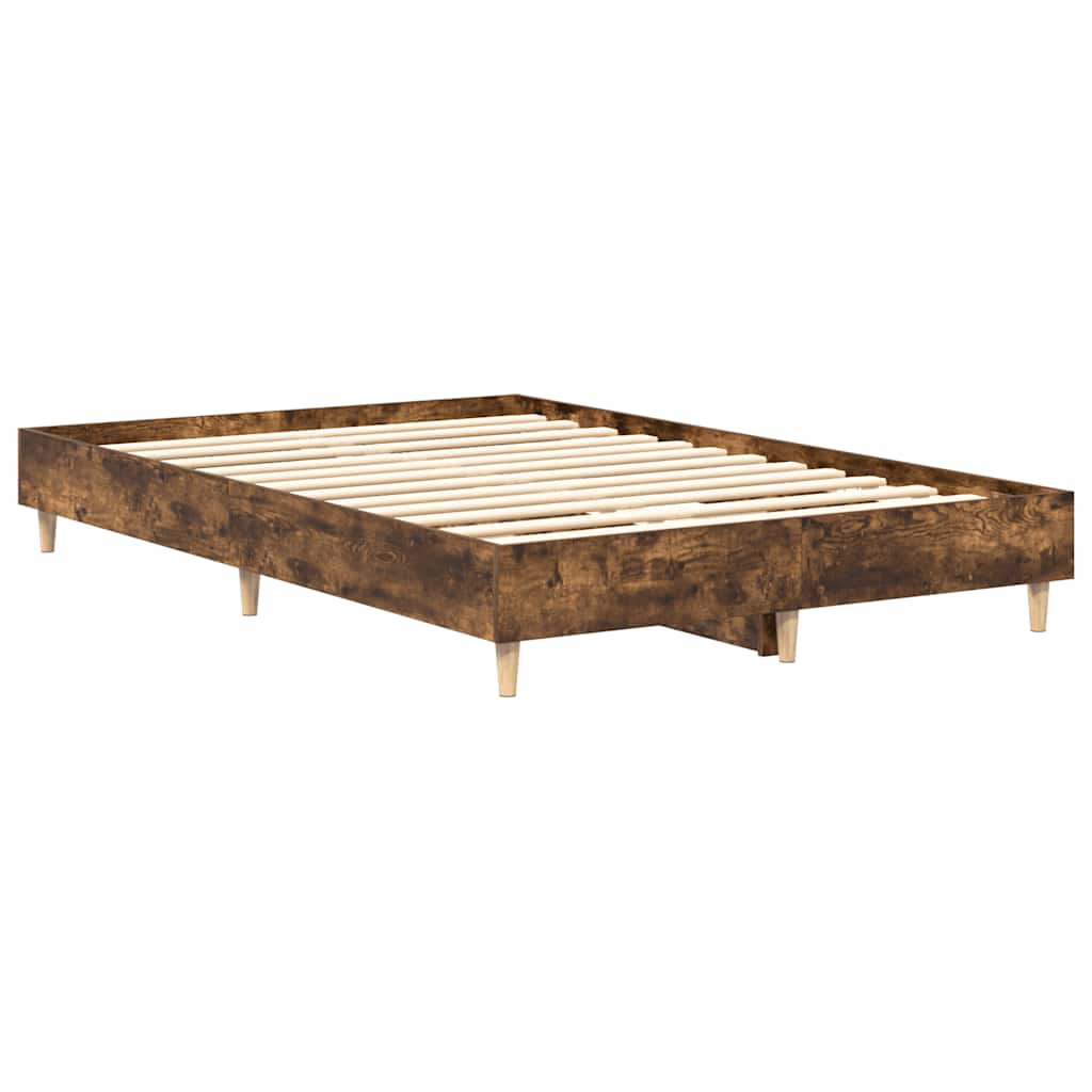vidaXL Rama łóżka bez materaca dąb wędzony 135x190 cm drewno klejone