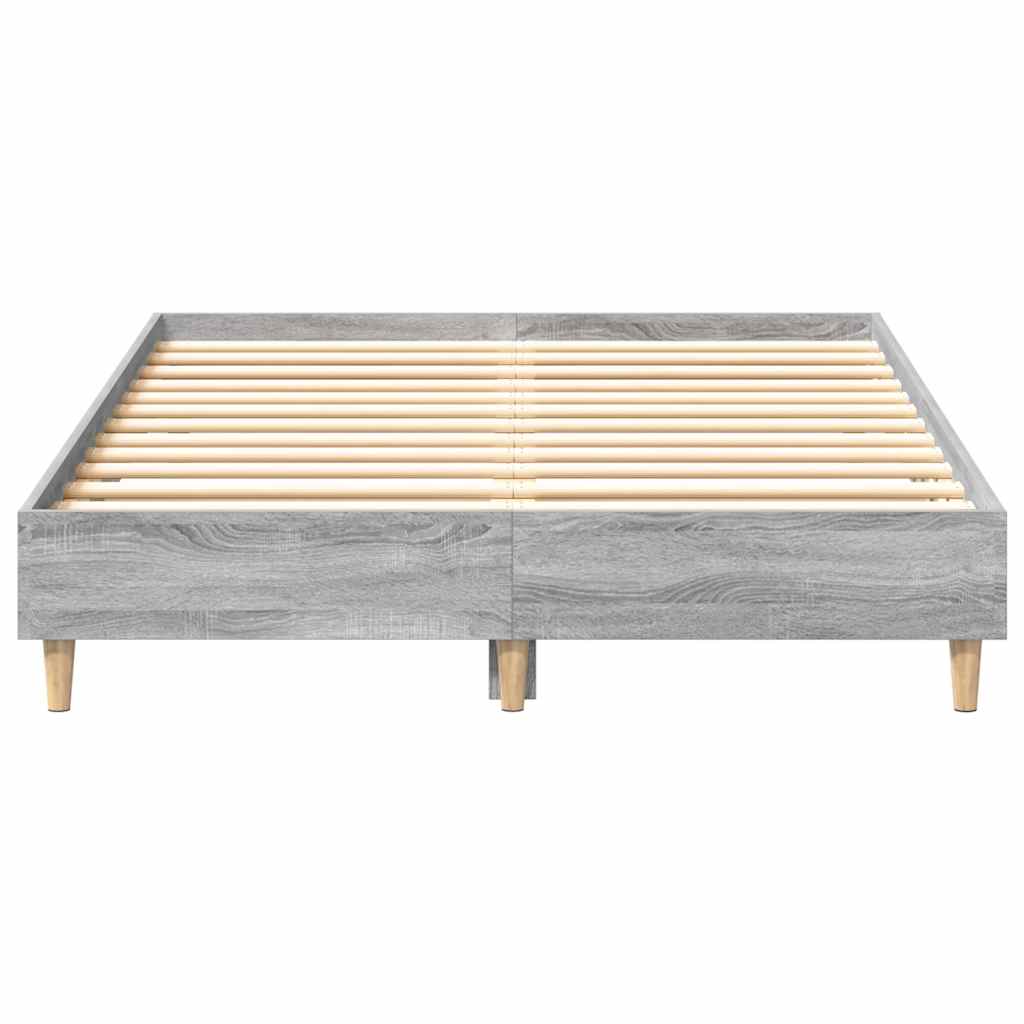 vidaXL Rama łóżka bez materaca Szary Sonoma 135x190 cm Drewno klejone
