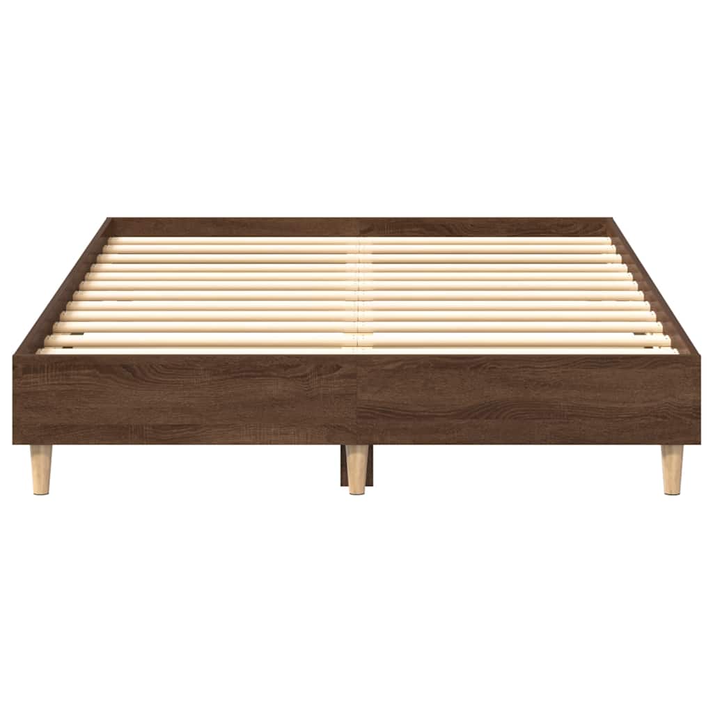 vidaXL Rama łóżka bez materaca Brązowy dąb 135x190 cm Drewno klejone