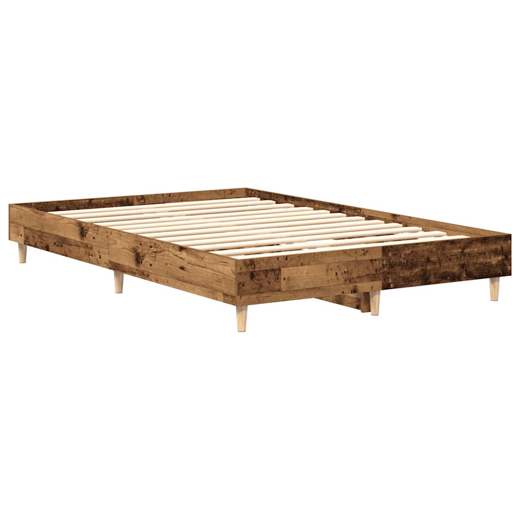 vidaXL Rama łóżka bez materaca Stare drewno 135x190 cm Drewno klejone