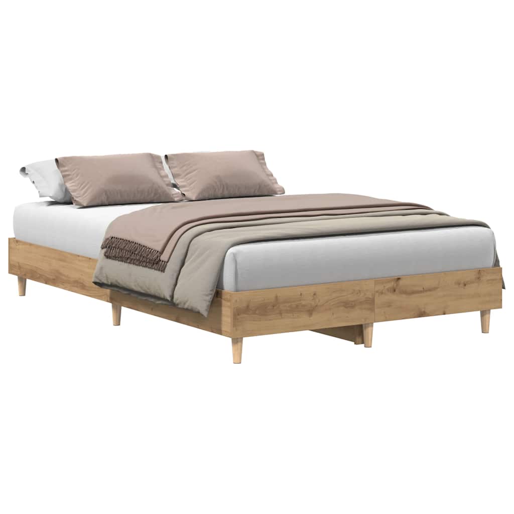 vidaXL Rama łóżka bez materaca Artisan Oak 135x190 cm Drewno klejone