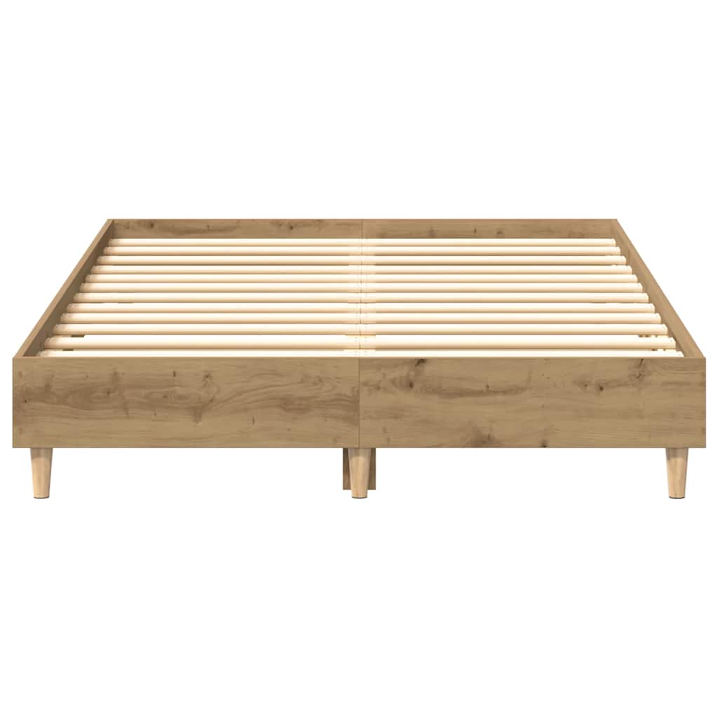 vidaXL Rama łóżka bez materaca Artisan Oak 135x190 cm Drewno klejone
