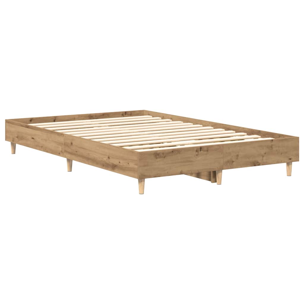 vidaXL Rama łóżka bez materaca Artisan Oak 135x190 cm Drewno klejone