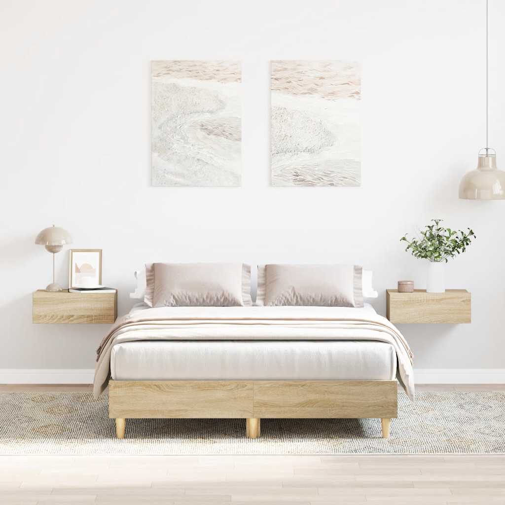 vidaXL Rama łóżka bez materaca Sonoma Oak 120x190 cm Drewno klejone
