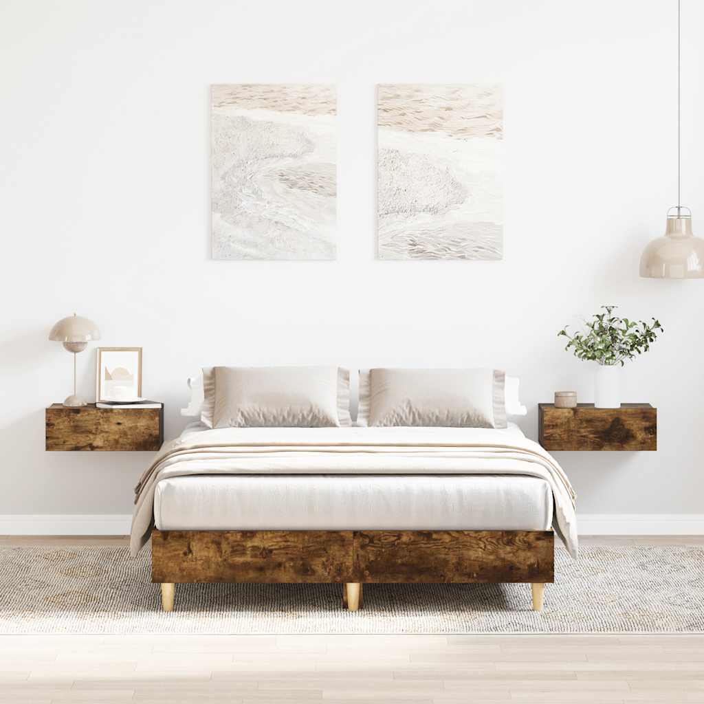 vidaXL Rama łóżka bez materaca dąb wędzony 120x190 cm drewno klejone