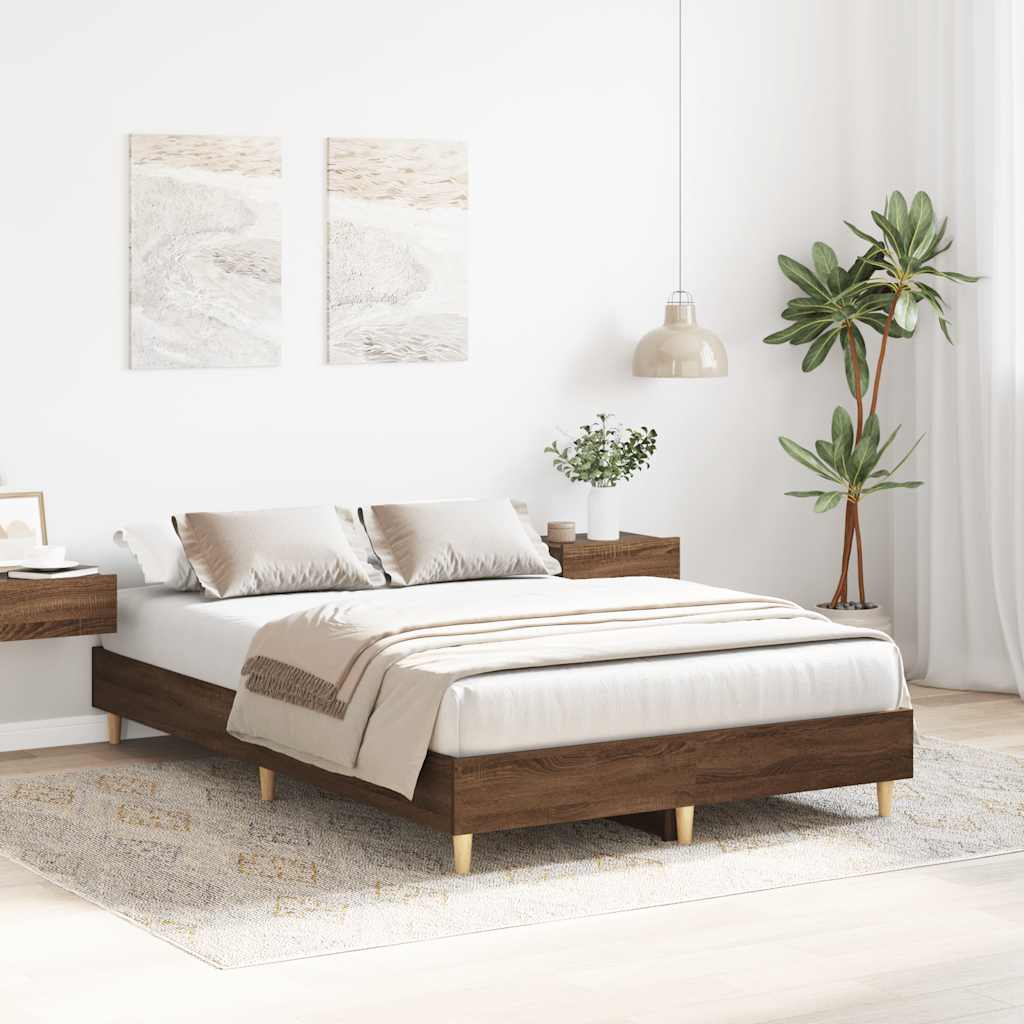 vidaXL Rama łóżka bez materaca Brązowy dąb 120x190 cm Drewno klejone