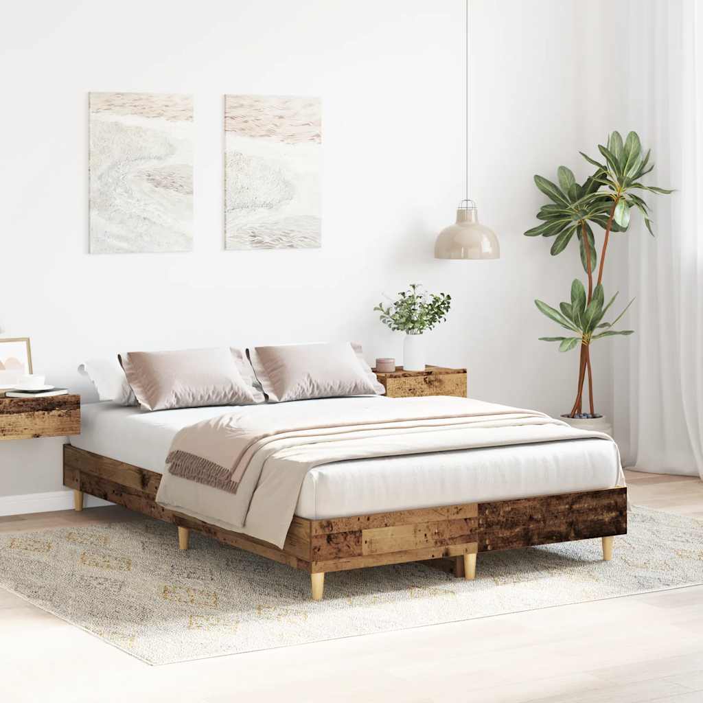 vidaXL Rama łóżka bez materaca Stare drewno 120x190 cm Drewno klejone