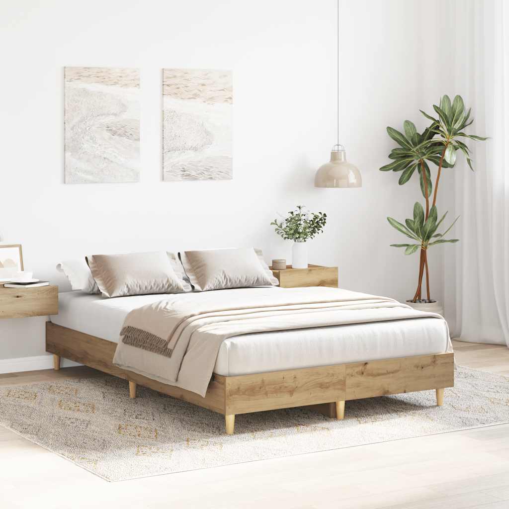vidaXL Rama łóżka bez materaca Artisan Oak 120x190 cm Drewno klejone